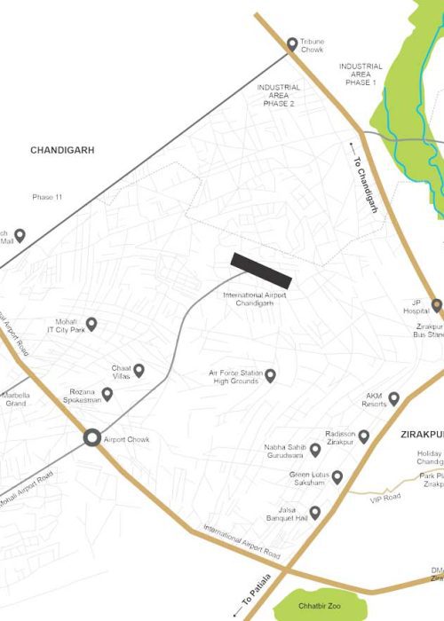Location map showing key distances